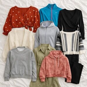 Size XS- S Women’s Clothing Bundle 8 Piece Lot Hoodie Sweaters Nike Top Jeans